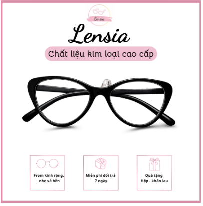 Kính Gọng Mắt Mèo Thanh Lịch Chất Liệu Nhựa Cao Cấp - Lensia
