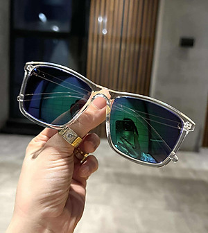 Kính râm mắt vuông Lensia gọng trong suốt mắt xanh gương chống nắng – Thời trang hiện đại, bảo vệ mắt tối ưu